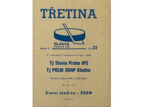 Program Třetina, TJ Slavia Praha v. TJ Poldi SONP Kladno, 1984