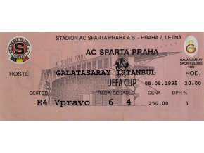 Vstupenka UEFA , Sparta Praha v. Galatasaray Istambul, 1995 (2)
