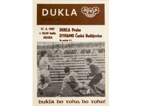 Program Dukla Praha v. Dynamo Čes. Budějovice, 1987