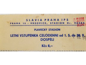 Vstupenka Slavia Praha IPS, plavecký stadion