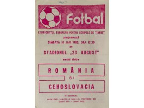 Program fotbal, Romania si. Czechoslovakia, 1983