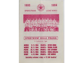 Program hokej, Sparta Praha, 1983 1984