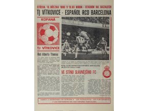 Program fotbal, TJ Vítkovice v. Espaňol RCD Barcelona, 1987