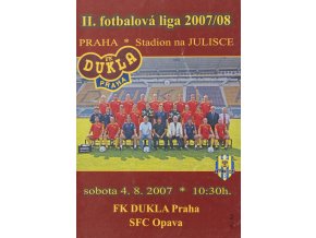 Program, FC Dukla Praha v. SFC Opava, 2007