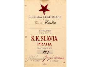 Členská legitimace P.T. klubu S.K.SLAVIA PRAHA z roku 1934