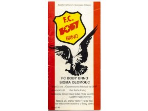 Program fotbal FC Boby Brno vs. Sigma Olomouc, 21996