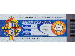 Vstupenka fotbal, FC Synot v. SK Sigma Olomoiuc, 2004