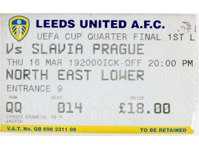 Vstupenka fotbal Leeds United vs. Slavia Prague III