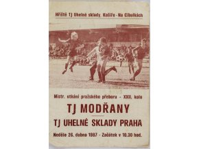 Program TJ Modřany v. TJ Uhelné sklady Praha, 1987