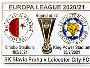 Odznak smalt Europa League 202021, Slavia v. Leicester, R32, white