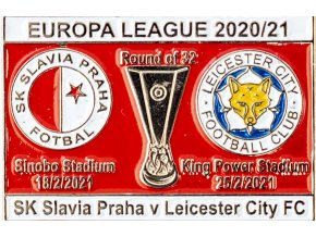 Odznak smalt Europa League 202021, Slavia v. Leicester, R32, redwhi
