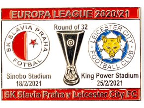 Odznak smalt Europa League 202021, Slavia v. Leicester, R32, whired