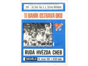 Program TJ Banik Ostrava OKD vs. Rudá hvězda Cheb, 1987