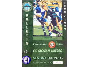 Fotbalový bulletin Liberec vs. Sigma Olomouc, 1998