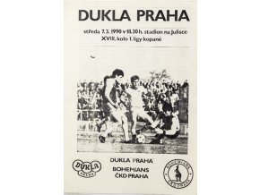 Program, Dukla Praha v. Bohemians ČKD Praha, 1990