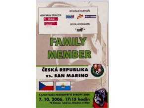 Vstupenka fotbal Česká rep. v. San Marino, Q ME, 2006, Family Member