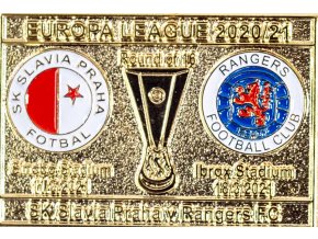 Odznak smalt Europa League 202021,Slavia v.Rangers FC R16, gold (1)