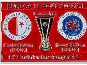 Odznak smalt Europa League 202021,Slavia v. Rangers FC R16, red (2)