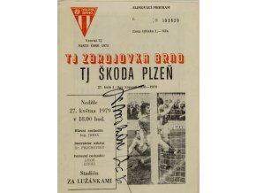 Program Zbrojovka Brno v. TJ Škoda Plzeň, 1979, autogram