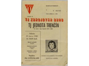 Program Zbrojovka Brno v. TJ Jednota Trenčín, 1980