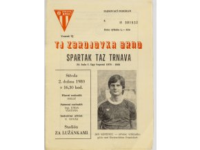 Program Zbrojovka Brno v. Spartak TAZ Trnava, 1980