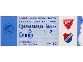 Vstupenky, Crvena zvezda v. Banik Ostrava, 1981
