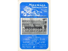 Program Millwall club v. Banik Ostrava, 1957