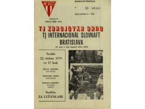 Program , Zbrojovka Brno v. Internacional Slovnaft Bratislava , 1979