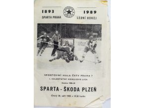 Program hokej, Sparta v. Škoda Plzeň, 198889