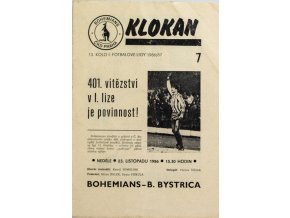 Program Klokan, Bohemians vs. D.B. Bystrica, 19861987