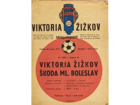 Program fotbal Viktoria Žižkov vs. Škoda Ml. Boleslav, 1971