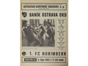 Program TJ Banik Ostrava vs. 1 FC Norinberk, 1982