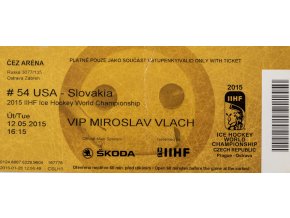 Vstupenka 2015, Prague, IIHF Ice Hockey, WCH, USA v. Slovakia, R. Vlach