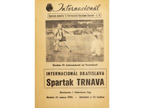 Program Internacionál Bratislava vs. Spartak Trnava, 1976