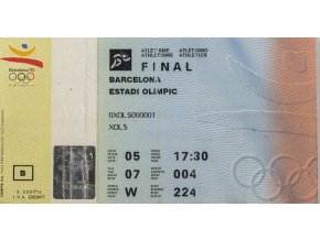 Vstupenka OG Barcelona 1992, Olympic , Athletics Final