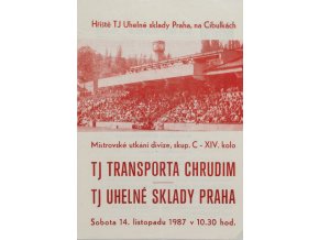 Program TJ Transporta Chrudim v. TJ Uhelné sklady Praha, 1987