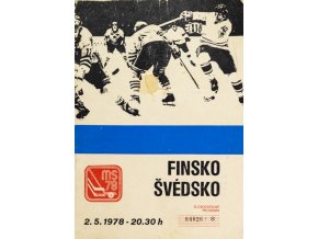 Program utkání Finsko v. Švédsko , MS 1978 Hokej
