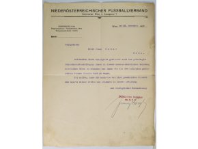 Dokument, Niederosterreichisecher Fussballverband, 1920