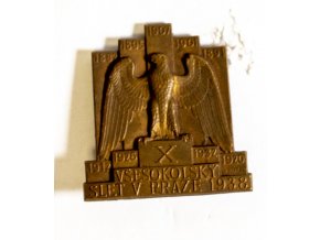 Odznak slet sokolstva v Praze 1912, bez stuhy