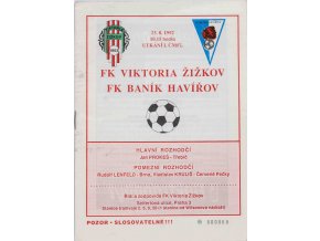 Program FK Viktoria Žižkov v. FK Baník Havířov, 1992