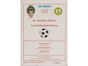 Program FK Viktoria Žižkov v. FC Bohemians Praha, 1994 II