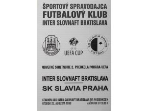 Program k utkání Inter Slovnaft vs. Slavia Praha, UEFA, 1998