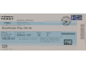 Vstupenka, HC Slavia Praha, QF Play off, 2006