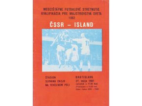 Program fotbal, ČSSR v. Island, 1981