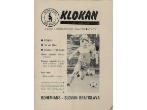 Program Klokan, S Bohemians vs. Slovan Bratislava, 198485 (2)