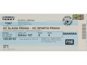 Vstupenka, HC Slavia Praha v. HC Sparta Praha, 2006/3