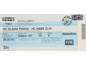 Vstupenka, HC Slavia Praha v. HC Sparta Praha, 20063
