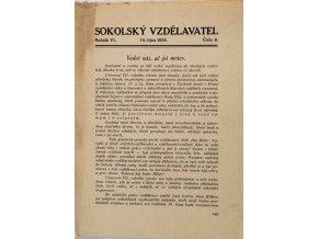 Brožura Sokolský vzdělavatel, 1934, č. 8