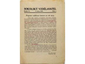 Brožura Sokolský vzdělavatel, 1934, č. 1