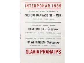 Poločas TJ Slavia Praha IPS Interpohár 1989